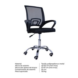 Cadeira de Escritório Office com Rodízios Tok Telinha - 6
