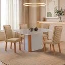 Ver imagem 2 de Mesa de Jantar Isadora 120cm Tampo MDF e Vidro Canto Copo com 4 Cadeiras Lira Moderna Mobília