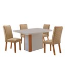 Ver imagem 1 de Mesa de Jantar Isadora 120cm Tampo MDF e Vidro Canto Copo com 4 Cadeiras Lira Moderna Mobília