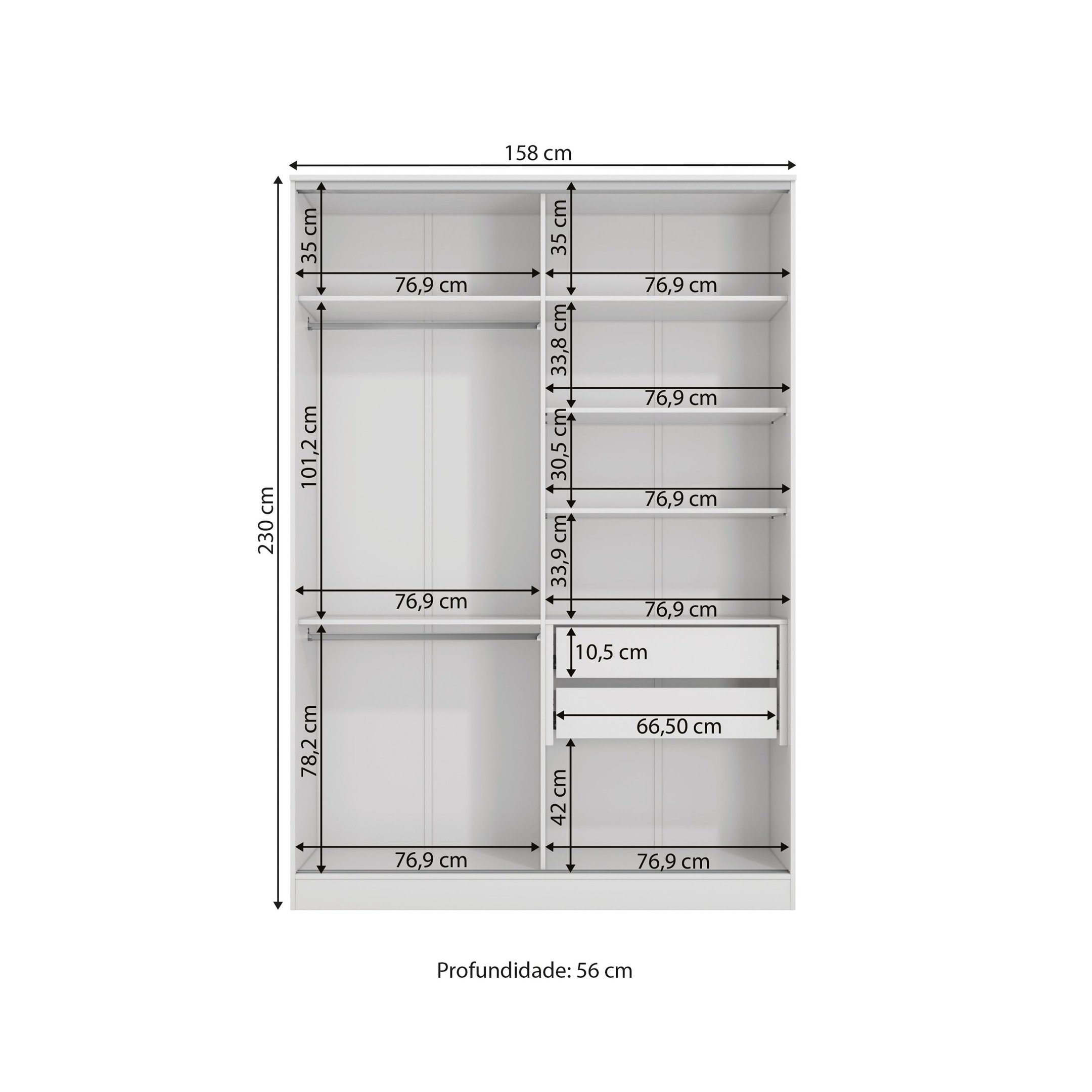 Armário Modulado 230x158,4x56 Linha Closets Adapt | MadeiraMadeira