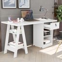 Ver imagem 1 de Escrivaninha Retangular Villa de Toscana Th Shop 1 Gaveta 2 Prateleiras MDF Branco Casah