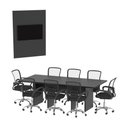Ver imagem 1 de Conjunto Mesa de Escritório Reunião 220cm com Painel para Tv Multimóveis Cr25339 Preto