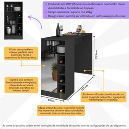Bancada Balcão/mesa de Cozinha com Adega 1 Porta e Espelho Multimóveis Mp2248 - 3 Bancada Balcão/mesa de Cozinha com Adega 1 Porta e Espelho Multimóveis Mp2248 - 3