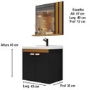 Ver imagem 3 de Gabinete Kit Banheiro Completo Preto com Cuba e Espelho Luxo Pallas