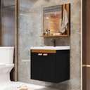 Ver imagem 2 de Gabinete Kit Banheiro Completo Preto com Cuba e Espelho Luxo Pallas