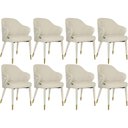 Ver imagem 1 de Kit 8 Cadeiras de Jantar Estofada Milano Design Italiano com Encosto Ergonômico - Creme/cinza