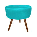 Ver imagem 3 de Kit 2 Poltronas Decorativa Emilia + Puff Redondo Suede Azul Tifany Pés Madeira Ms Decor