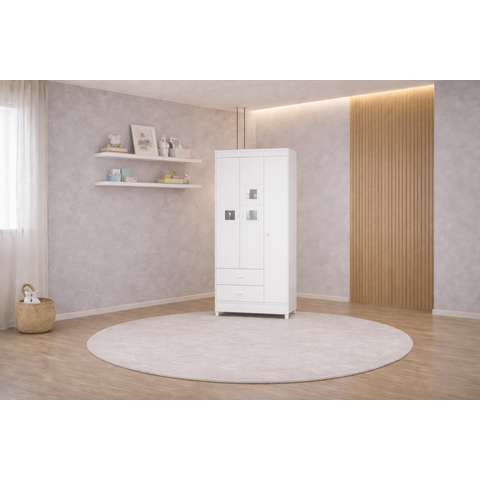Guarda Roupa Infantil 3 Portas 2 Gavetas Lunni - Mobibaby