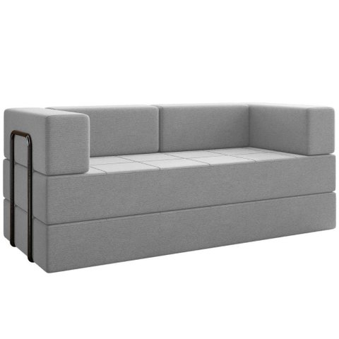 Sofa Cama Modular 2 Lugares 160 Cm Monaco Linho Cinza Vconcept
