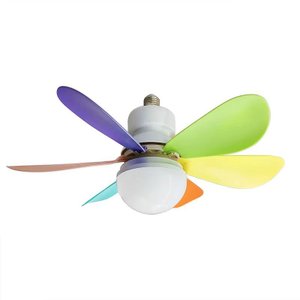 Super Ventilador Teto Lampada Bocal E27 30w Silencioso Bivolt Flor Pás- Arco Iris