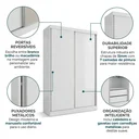 Ver imagem 7 de Guarda Roupa Solteiro 2 Portas de Correr e 2 Gavetas 218x143cm N571 Cor Flex Branco/Macadâmia