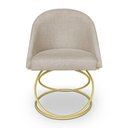 Ver imagem 1 de Cadeira de Jantar Luxo Base de Metal Dourado Sala Esritório Recepção Suede Veludo Bege do Lar Mó