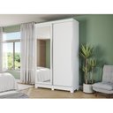 Ver imagem 1 de Guarda-Roupa 2 Portas de Correr 2 Gavetas com Pés e Espelho Branco