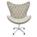 Ver imagem 1 de Poltrona Egg Slim Nude Brilho Base Giratória com Rodinhas