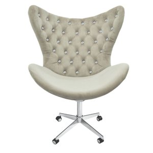 Poltrona Egg Slim Nude Brilho Base Giratória com Rodinhas