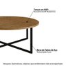 Mesa de Centro Industrial Redonda 70cm - Carvalho/Preto - 2