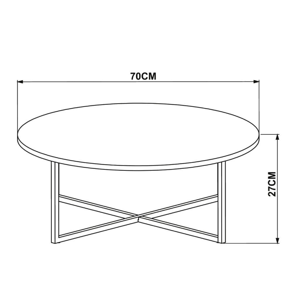 Mesa de Centro Industrial Redonda 70cm - Carvalho/Preto - 4