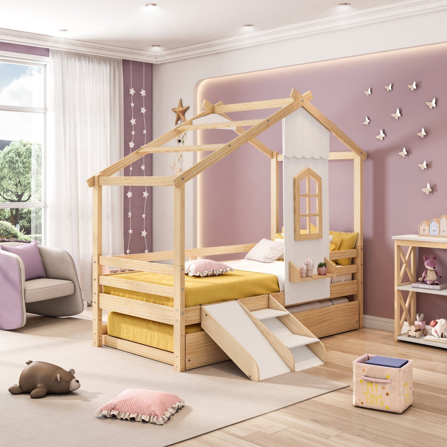 Bicama Infantil Prime House com Mini Escorregador e Telhado V Casatema - 4