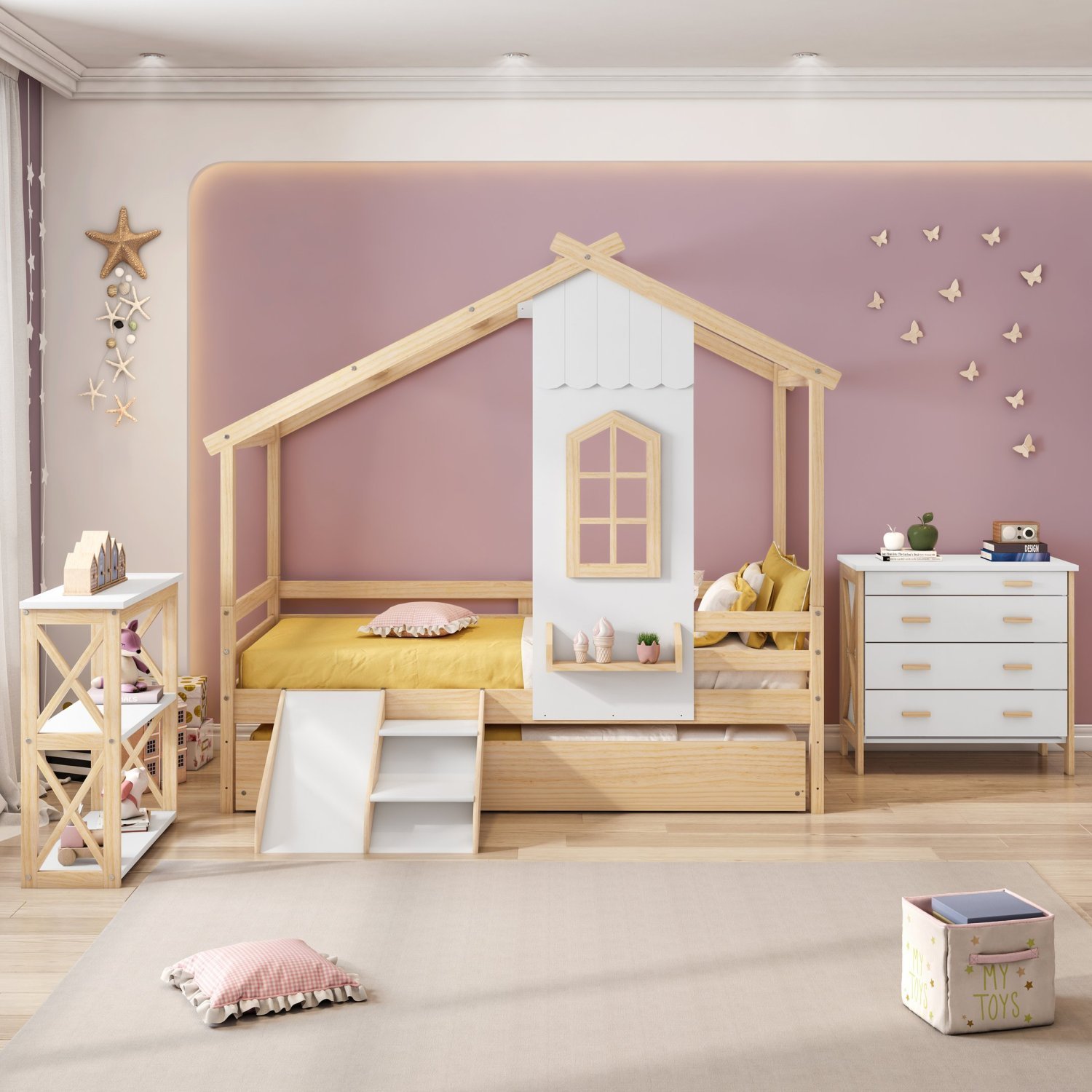 Bicama Infantil Prime House com Mini Escorregador e Telhado V Casatema
