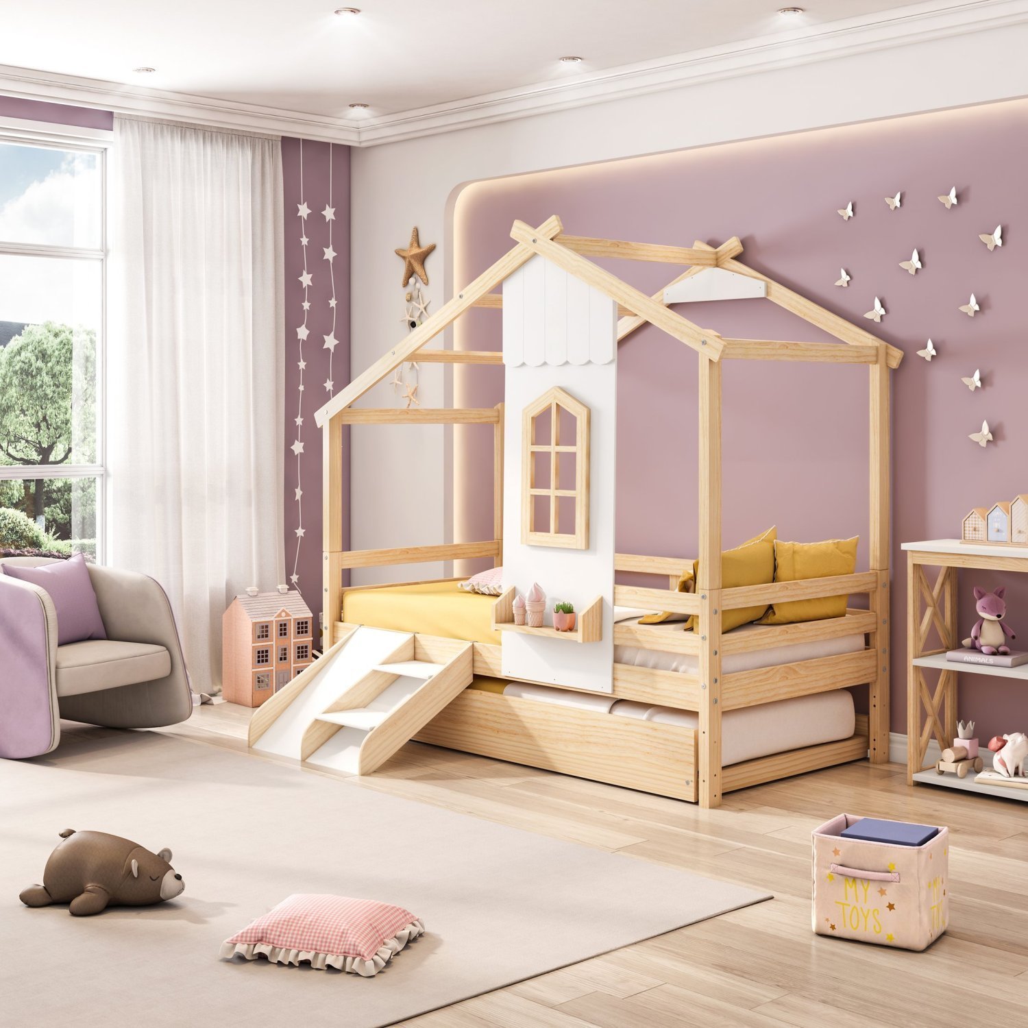 Bicama Infantil Prime House com Mini Escorregador e Telhado V Casatema - 6