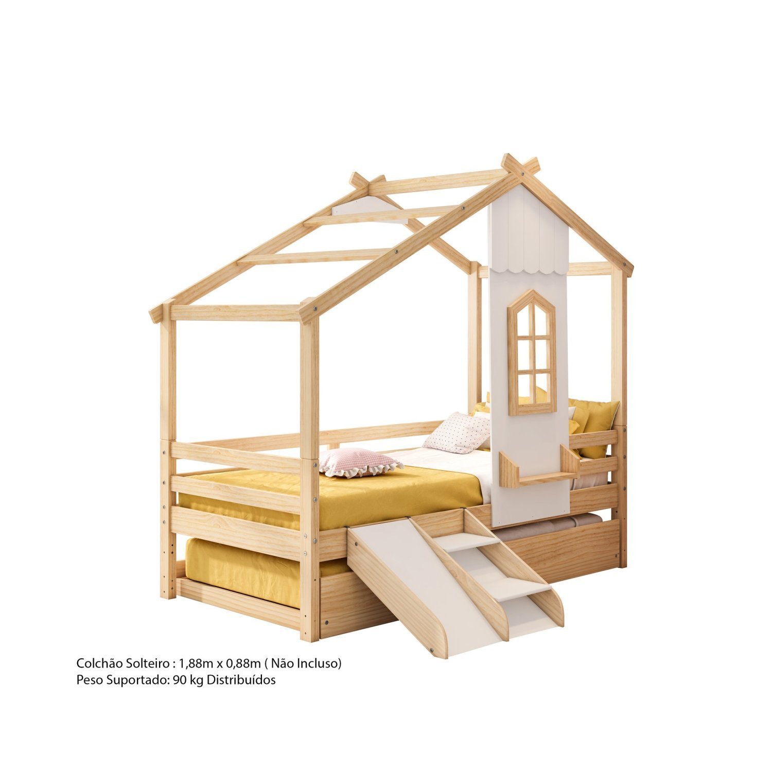 Bicama Infantil Prime House com Mini Escorregador e Telhado V Casatema - 2
