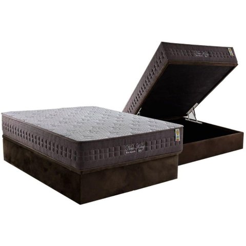 Cama Box Baú Casal: Colchão Molas Masterpocket Ensacadas New King Brown + Base Crc Suede Brown (
