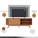 Ver imagem 3 de Rack Bancada Pés Madeira Nuro 160cm Porta Deslizante Mdf/mdp Tv até 60 Freijó G73 - Gran Belo