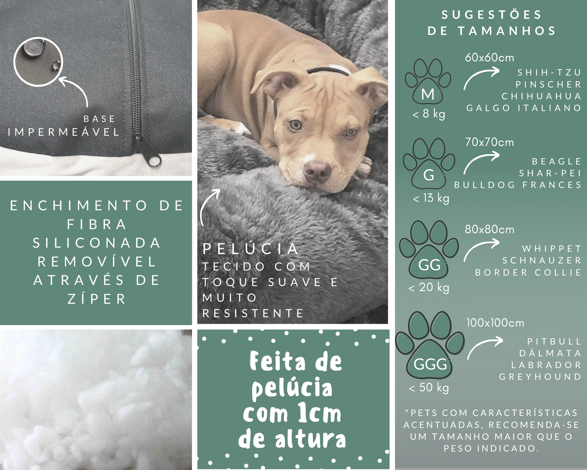 Cama para Pets Cães e Gatos Nuvem Veludo G 70x70:Cinza Escuro Veludo - 2