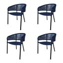 Ver imagem 1 de Kit 4 Cadeiras Sol Corda Náutica Base em Alumínio Preto/azul Marinho