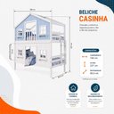 Ver imagem 4 de Beliche Casinha Dos Sonhos com Fechamento Inferior Branco em Madeira Maciça Branco | Azul Housin