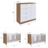 Kit Quarto Bebê Infantil Gêmeos Irmãos Conjunto 2 Berços 3 em 1 Rodízio Cômoda Marrom Madeira - 3
