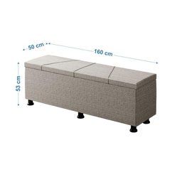 Baú Sapateira Estofada Casal Queen Size 160 Cm Júpiter Linho Skybox Cor Marrom - 5