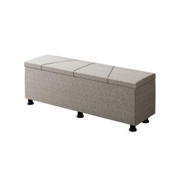 Baú Sapateira Estofada Casal Queen Size 160 Cm Júpiter Linho Skybox Cor Marrom - 4