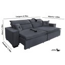 Ver imagem 6 de Sofá Londres 2.70m Retrátil e Reclinável Pillow Top - Chumbo