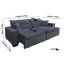 Ver imagem 5 de Sofá Londres 2.70m Retrátil e Reclinável Pillow Top - Chumbo
