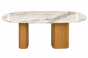 Ver imagem 1 de Mesa de Jantar Orgânica Cora 160x90 cm Base Dupla, Freijó- Mármore Branco Extra. Personal Art Design