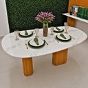 Ver imagem 2 de Mesa de Jantar Orgânica Cora 160x90 cm Base Dupla, Freijó- Mármore Branco Extra. Personal Art Design