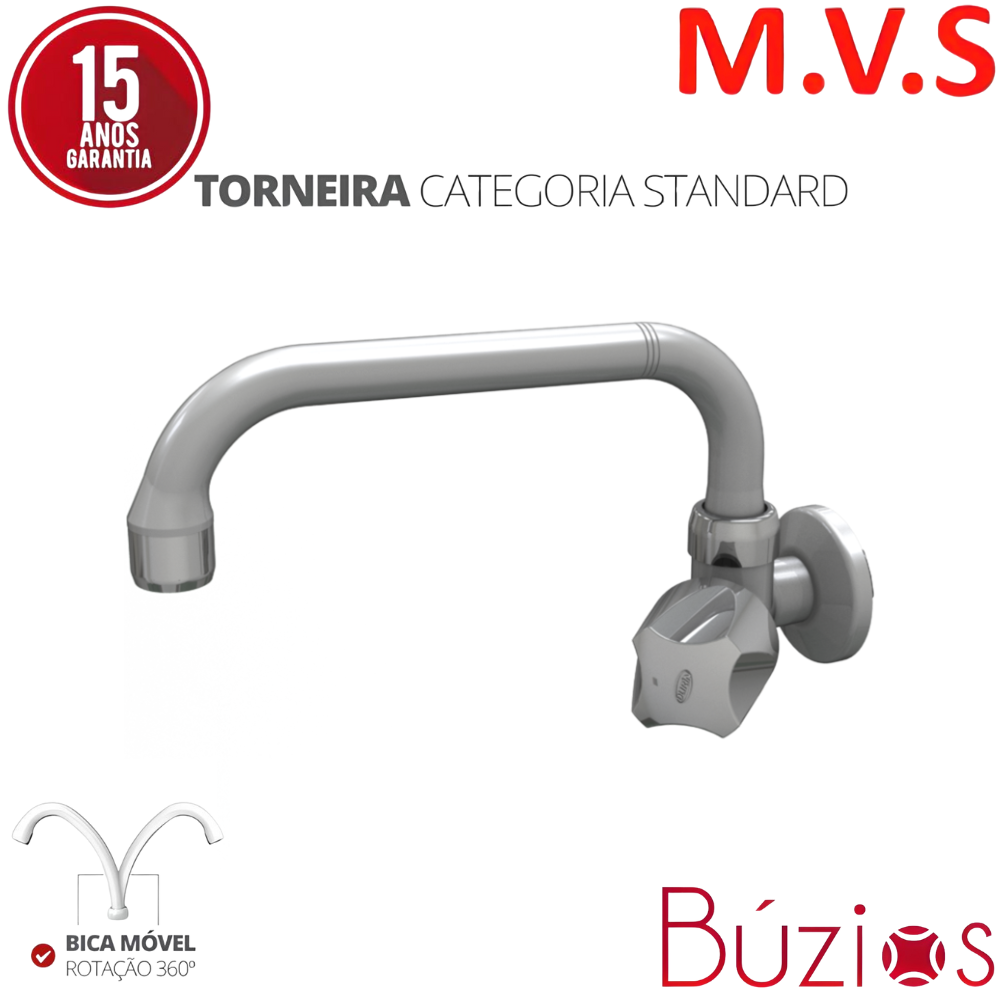 Torneira Cozinha de Parede Bica Horizontal Móvel Linha Búzios 1/2' e 3/4' Cor Cinza e Cromado Durín - 2