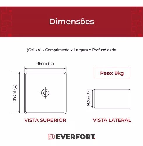 Cuba Louça Quadrada 39x39x14,5x Cm Cc 1005-1 Marmore Preto - 3