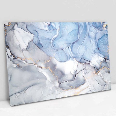 Quadro Decorativo em Canvas Abstrato Mármore Azul Maya TaColado Borda Infinita 120 x 80cm