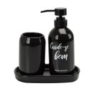 Ver imagem 1 de Kit Banheiro Lavabo 3 peças preto fosco Cuide-se Bem