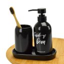 Ver imagem 3 de Kit Banheiro Lavabo 3 peças preto fosco Cuide-se Bem