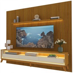 Rack com Painel para Tv até 85 Polegadas Led 3 Gavetas com Pés Madeira 270cm Requinte - 8 Rack com Painel para Tv até 85 Polegadas Led 3 Gavetas com Pés Madeira 270cm Requinte - 8