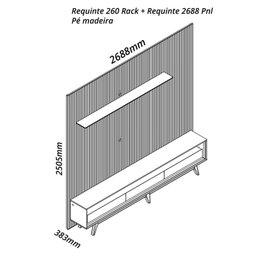 Rack com Painel para Tv até 85 Polegadas Led 3 Gavetas com Pés Madeira 270cm Requinte - 4 Rack com Painel para Tv até 85 Polegadas Led 3 Gavetas com Pés Madeira 270cm Requinte - 4