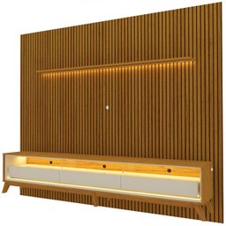 Rack com Painel para Tv até 85 Polegadas Led 3 Gavetas com Pés Madeira 270cm Requinte - 3 Rack com Painel para Tv até 85 Polegadas Led 3 Gavetas com Pés Madeira 270cm Requinte - 3