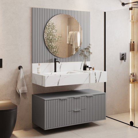 Bancada em Porcelanato 100cm com Cuba Esculpida Ripy