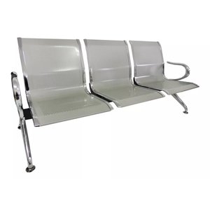 Cadeira Longarina Aeroporto Cromada 3 Lugares