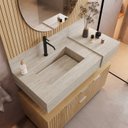 Ver imagem 5 de Bancada em Porcelanato 100cm com Cuba Esculpida Ripy Bege/Travertino Yescasa