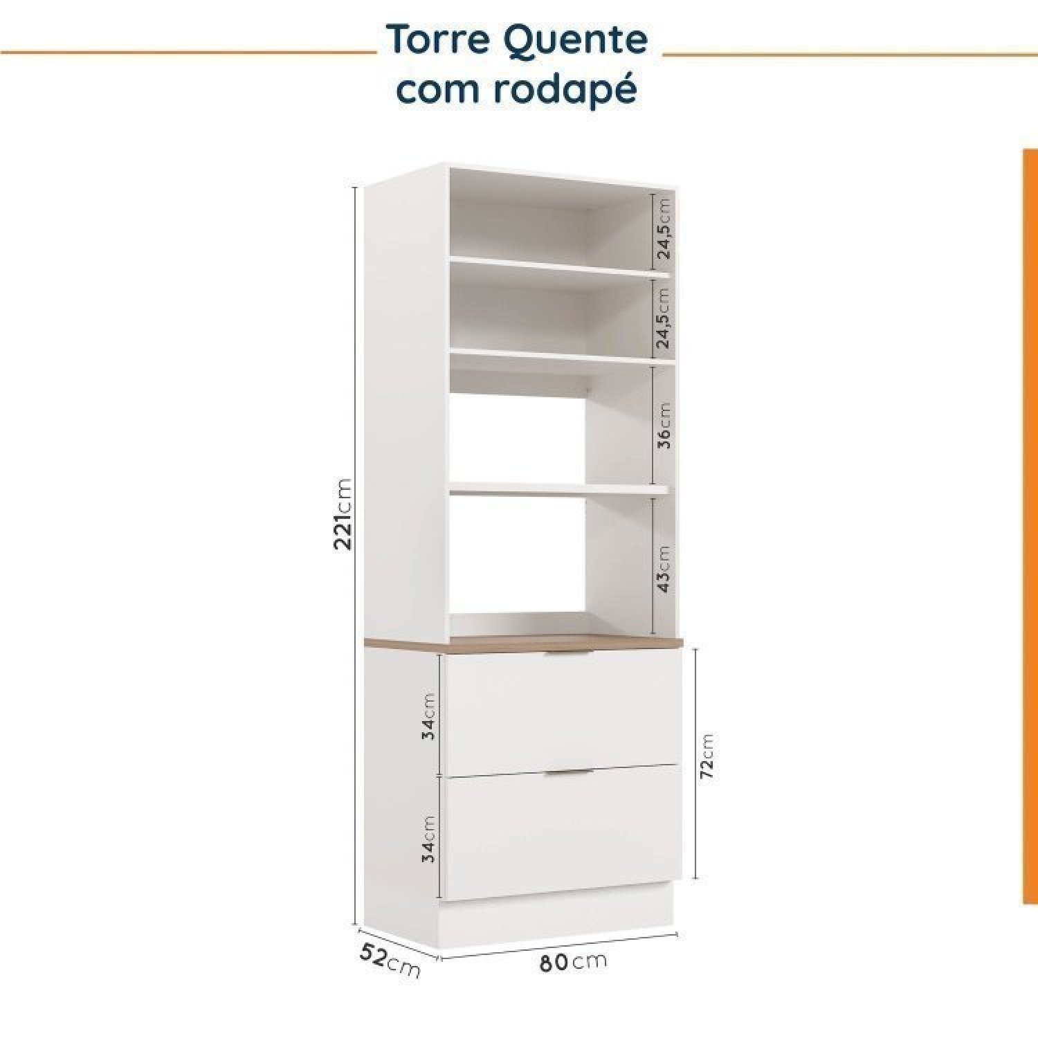 Cozinha Modulada 7 Peças com Tampo 3 Aéreos 3 Balcões e Torre Quente Ipanema Cabecasa Madeiramadeira - 19