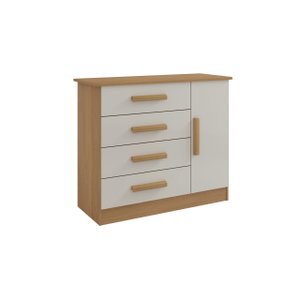 Cômoda Firenze 4 Gavetas 1 Porta Cinamomo Off White - D'doro